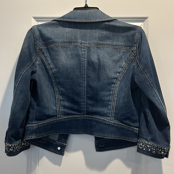 WHBM Embellished Denim Jacket, Size 2 - Picture 4 of 14
